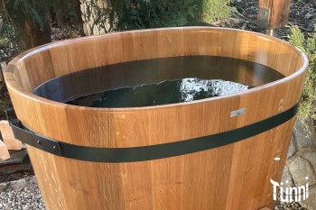 Sauna Kaltwasserbecken oval, Hochwertiges Kaltwasserbecken aus Lärchenholz, Sauna Kaltwasserbecken, Badefass, Badezuber, Badebottich, Hottub, Hot tub Oval