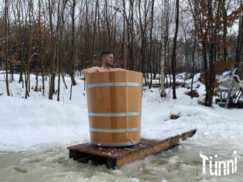 Sauna Kaltwasserbecken rund, Hochwertiges Kaltwasserbecken aus Lärchenholz, Sauna Kaltwasserbecken, Badefass, Badezuber, Badebottich, Hottub, Hot tub