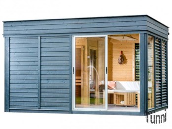 Saunahaus 3.0m x 4.0m, mit Duschraum- und Lounge, Gartensauna Lieferumfang, Saunahaus Detailbeschrieb und Volumen, Gartensauna, Aussensauna, Saunahaus, Saunahaus Schweiz, Saunahaus kaufen, Sauna Beratung
