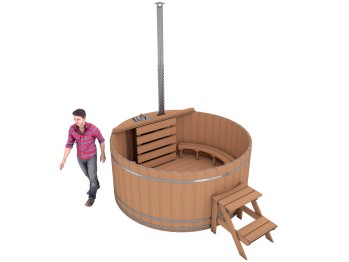 TÜNNI RUND Ø 245 cm für 8 - 10 Personen, Hotpot; Badefass; Badezuber; Badebottich; Hottub; Hot tub kaufen; Holzbadewanne; Badetonne; Hot Tubs; Alpenbad; Hotpot kaufen; Hotpot Schweiz; Garten Holzbad; Bain nordique; bain finlandais; Ofuro; spa en bois