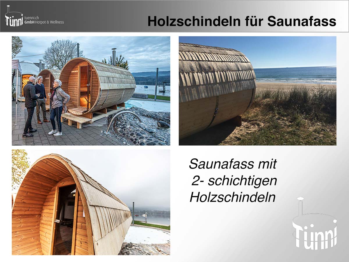 Holzschindeln für Fasssauna