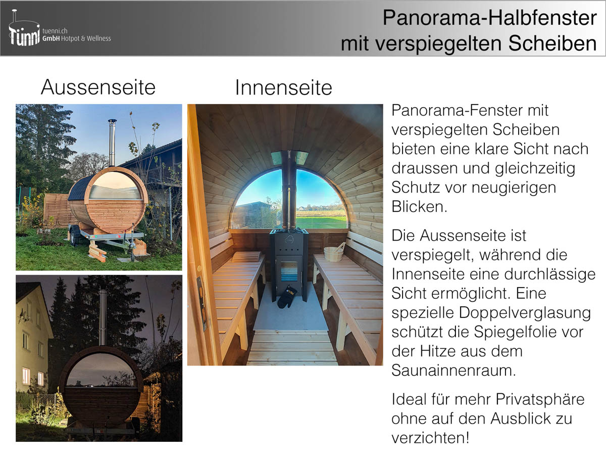 Saunafass Rückseite Fenster Verspiegelt Saunafass Rückseite Fenster Verspiegelt