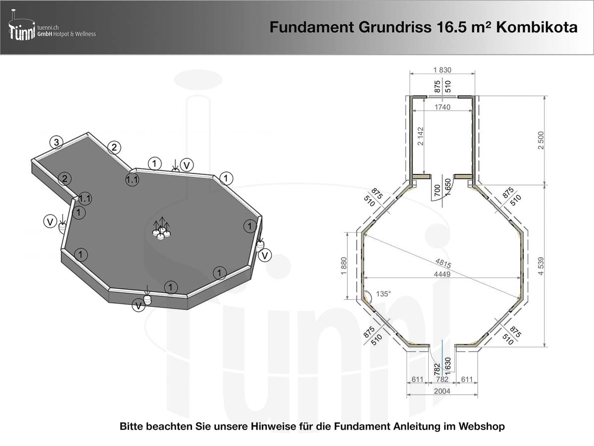 Fundamentplan Kombikota 16.5 m²