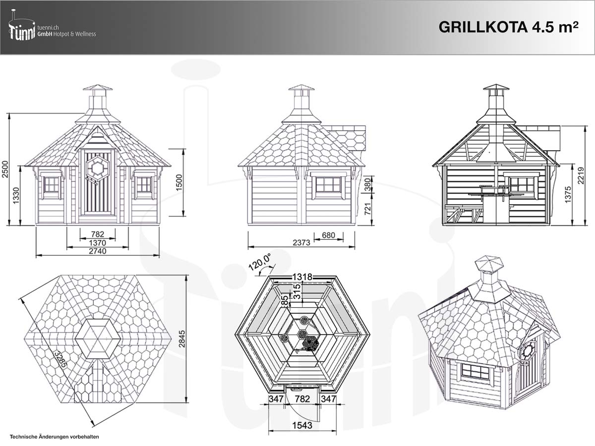 Zeichnung Grillkota 4.5 m²