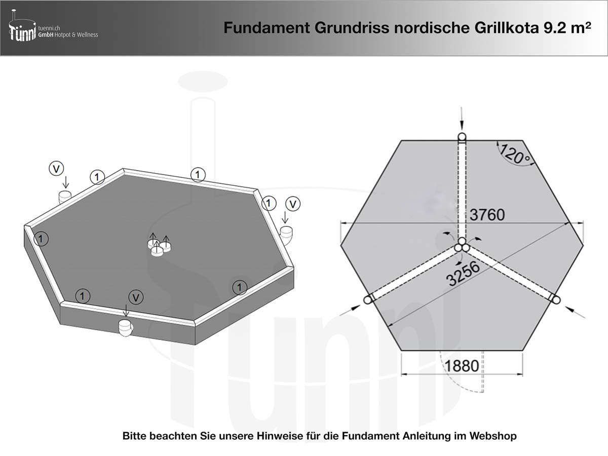 Fundamentplan Grillkota Konisch 9.2 m² Fundamentplan Grillkota Konisch 9.2 m²