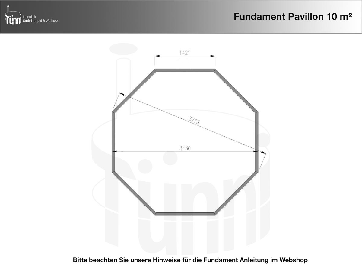 Fundamentplan Pavillon 10 m² Fundamentplan Pavillon 10 m²