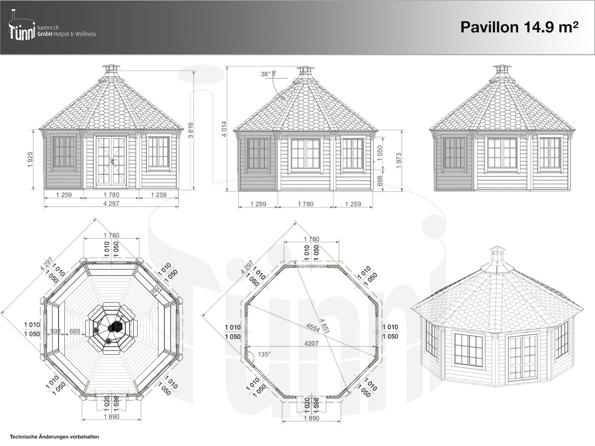 Pavillon 14.9m2 Zeichnung Pavillon 14.9m2 Zeichnung