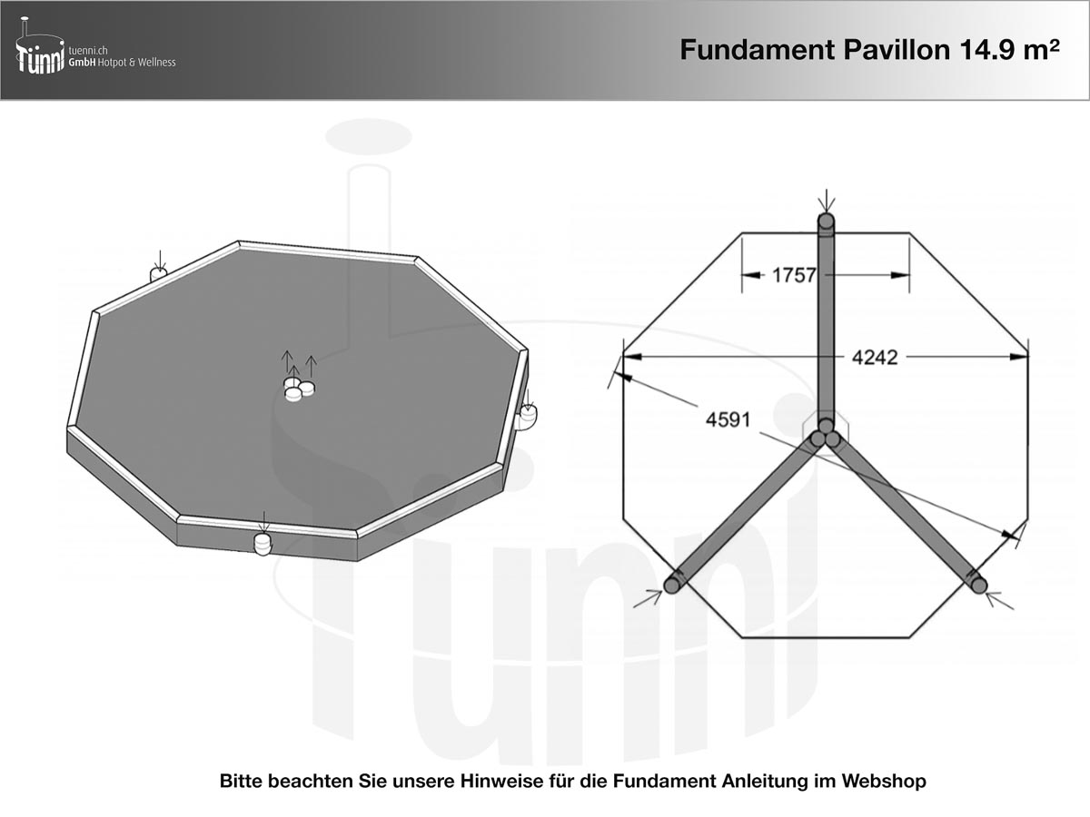 Fundamentplan Pavillon 14.9 m² Fundamentplan Pavillon 14.9 m²