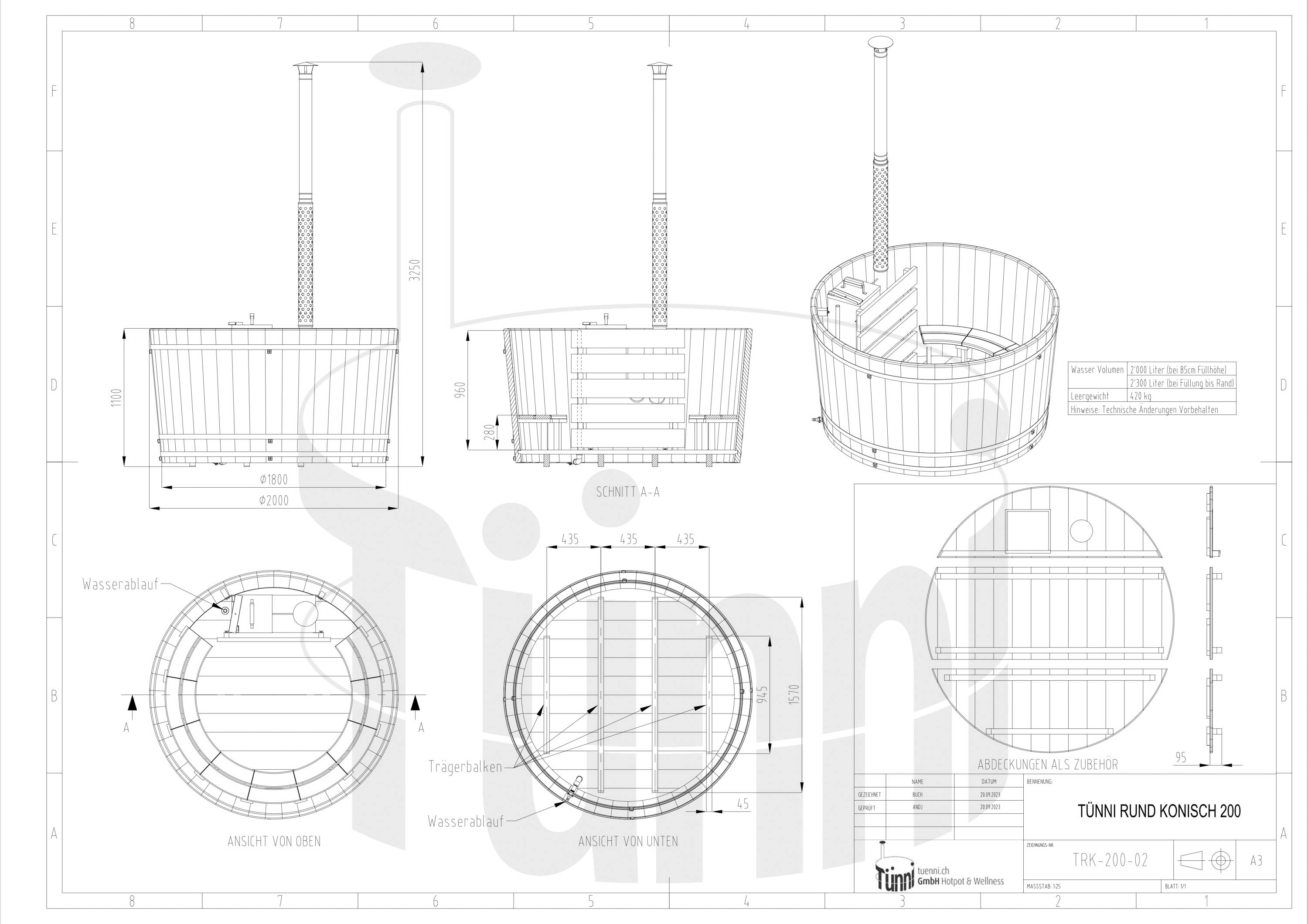 Hotpot Rund Konisch 200/180 cm Hotpot Rund Konisch 200/180 cm