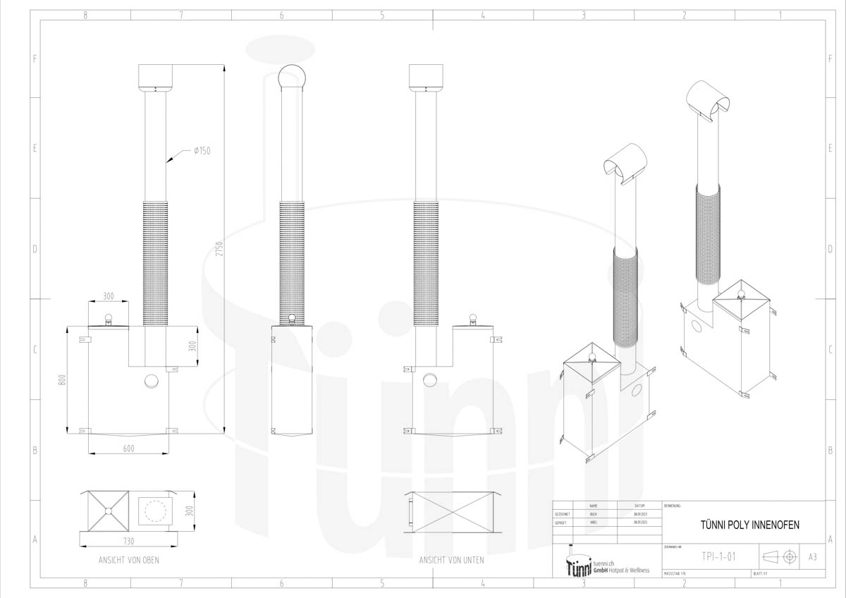 TÜNNI Poly Innenofen - Zeichnung TÜNNI Poly Innenofen - Zeichnung