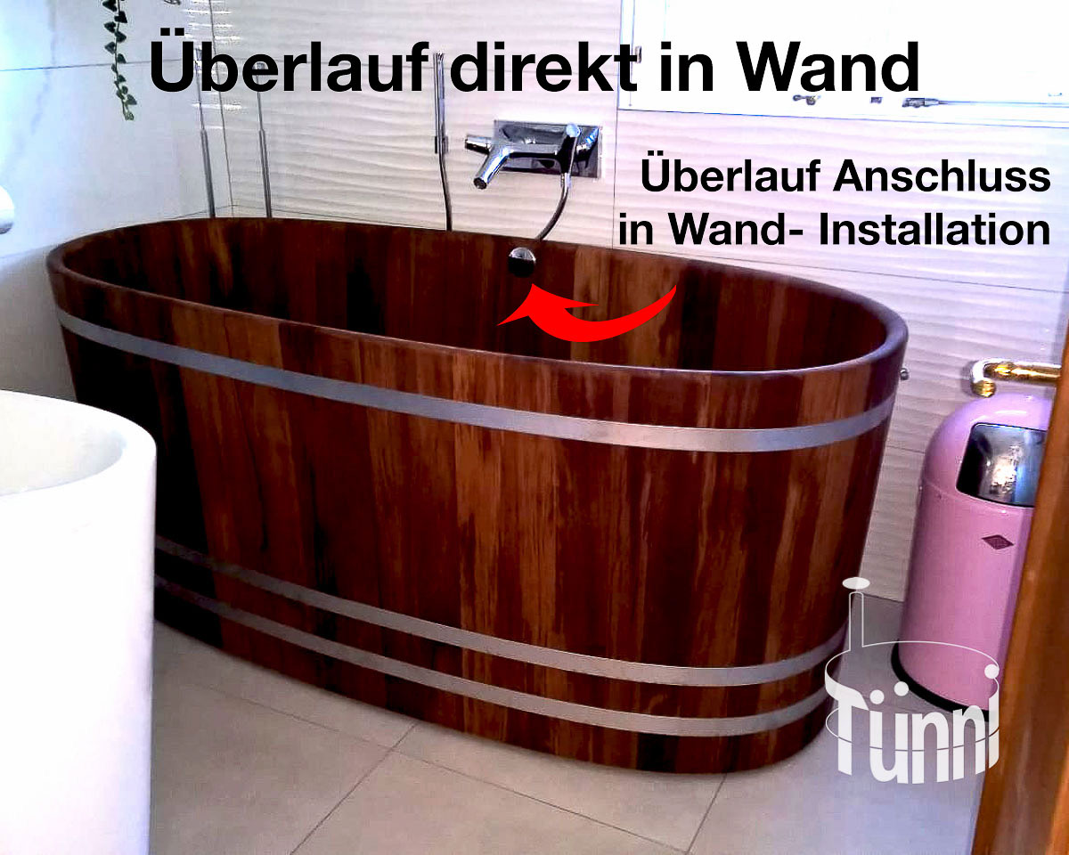 Ofuro Holzbadew Ofuro Holzbadewanne Überlauf in Wand