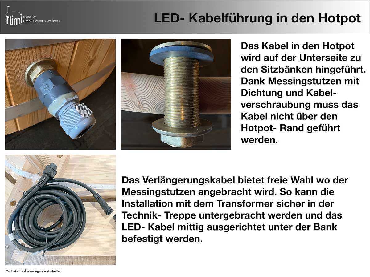 LED- Kabelführung in den Hotpot